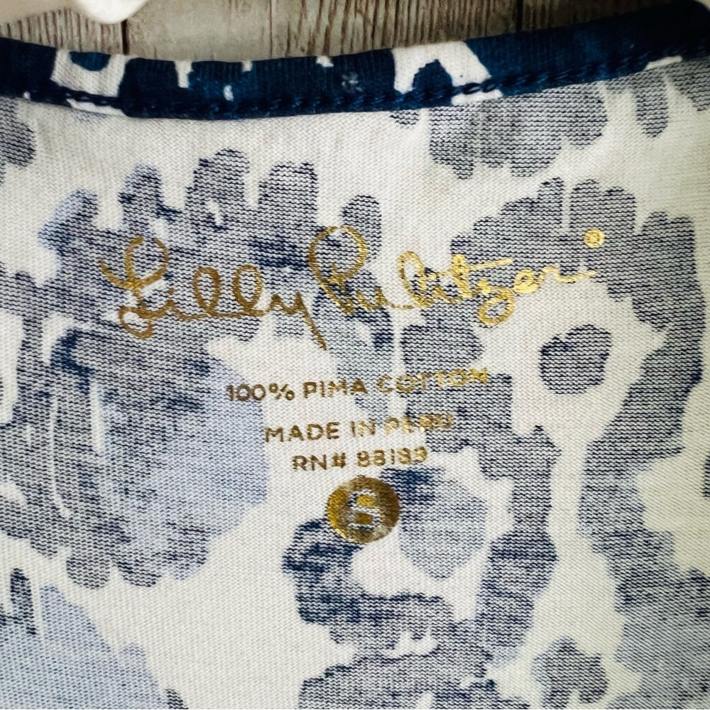 Lilly Pulitzer Hamptons Blue and White Mini Dress Flare Pima Cotton Resort Small - Picture 4 of 4